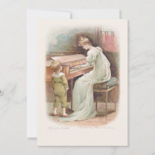 Antike Mutter spielt Klavier für ihren Sohn Feiertagskarte