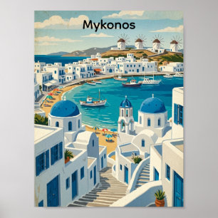 Antike Mykonos Griechenland Architektur Windmühlen Poster