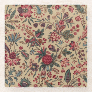 Antike Nadelarbeit Blumenstoff Möbelstoff Glasuntersetzer