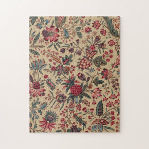 Antike Nadelarbeit Blumenstoff Möbelstoff Puzzle