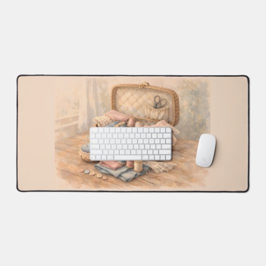 Antike Nähkorb Cottagecore Pastell Schreibtischunterlage (Tastatur & Maus)