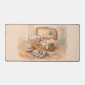 Antike Nähkorb Cottagecore Pastell Schreibtischunterlage (Vorderseite)