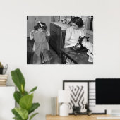 Antike Nähmaschine: 40er Poster (Heimbüro)