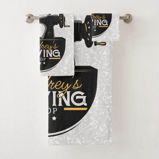 Antike Nähmaschine ADD NAME Seamstress Schneider Badhandtuch Set (Insitu)