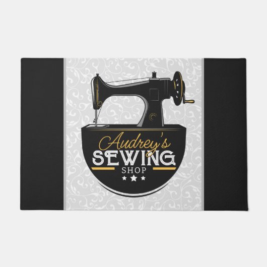 Antike Nähmaschine ADD NAME Seamstress Schneider Fußmatte (Vorderseite)
