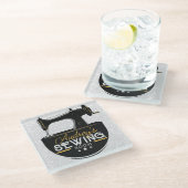 Antike Nähmaschine ADD NAME Seamstress Schneider Glasuntersetzer (Schrägansicht)
