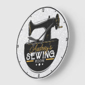 Antike Nähmaschine ADD NAME Seamstress Schneider Große Wanduhr (Winkel)