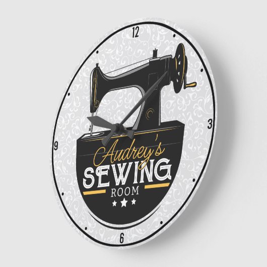 Antike Nähmaschine ADD NAME Seamstress Schneider Große Wanduhr (Winkel)