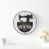 Antike Nähmaschine ADD NAME Seamstress Schneider Große Wanduhr (Zuhause)