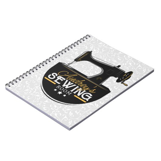 Antike Nähmaschine ADD NAME Seamstress Schneider Notizblock (Linke Seite)