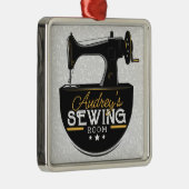 Antike Nähmaschine ADD NAME Seamstress Schneider Ornament Aus Metall (Rechts)