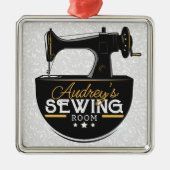 Antike Nähmaschine ADD NAME Seamstress Schneider Ornament Aus Metall (Vorne)