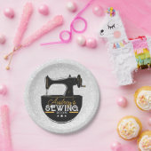 Antike Nähmaschine ADD NAME Seamstress Schneider Pappteller (Party)