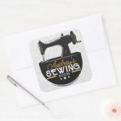 Antike Nähmaschine ADD NAME Seamstress Schneider Quadratischer Aufkleber (Umschlag)