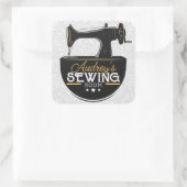 Antike Nähmaschine ADD NAME Seamstress Schneider Quadratischer Aufkleber (Tasche)