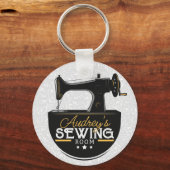 Antike Nähmaschine ADD NAME Seamstress Schneider Schlüsselanhänger (Vorderseite)