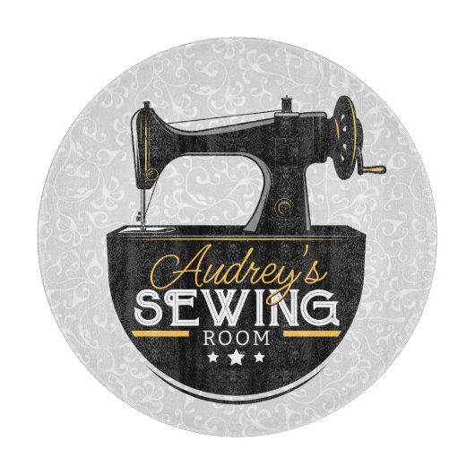 Antike Nähmaschine ADD NAME Seamstress Schneider Schneidebrett (Vorderseite)