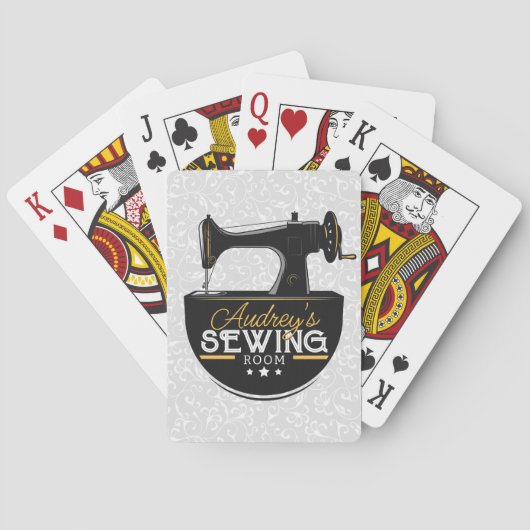 Antike Nähmaschine ADD NAME Seamstress Schneider Spielkarten (Rückseite)