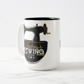 Antike Nähmaschine ADD NAME Seamstress Schneider Zweifarbige Tasse (Vorderseite Links)