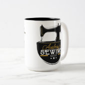 Antike Nähmaschine ADD NAME Seamstress Schneider Zweifarbige Tasse (VorderseiteRechts)