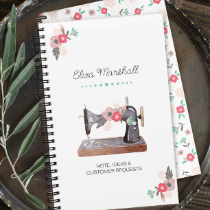 Antike Nähmaschine Boho Blumenstrauß Notizblock