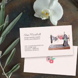 Antike Nähmaschine Boho Floral Blush Visitenkarte