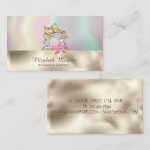 Antike Nähmaschine Katze Bunt Gold Visitenkarte