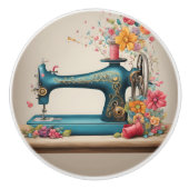 Antike Nähmaschine Keramikknauf (Vorderseite)