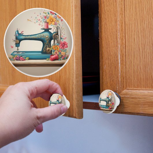 Antike Nähmaschine Keramikknauf