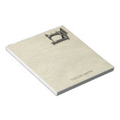 Antike Nähmaschine mit Namen Notizblock (angewinkelt)