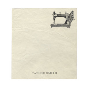 Antike Nähmaschine mit Namen Notizblock