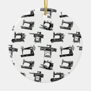 Antike Nähmaschinen CUSTOM HINTERGRUNDFARBE Keramik Ornament
