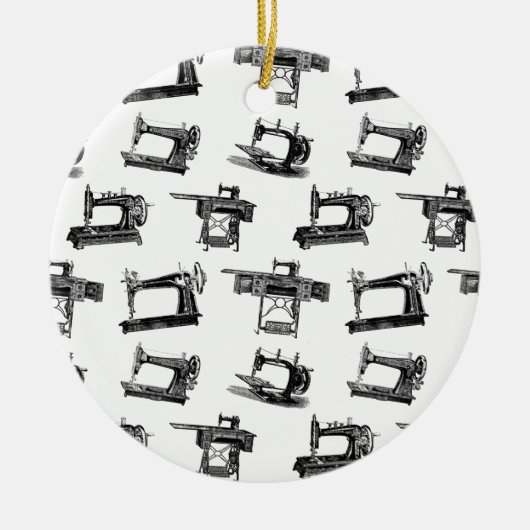 Antike Nähmaschinen CUSTOM HINTERGRUNDFARBE Keramik Ornament (Vorne)
