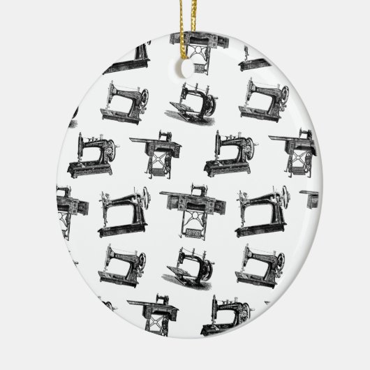 Antike Nähmaschinen CUSTOM HINTERGRUNDFARBE Keramik Ornament (Links)