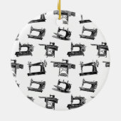 Antike Nähmaschinen CUSTOM HINTERGRUNDFARBE Keramik Ornament (Hinten)