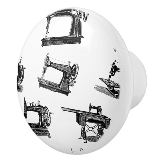 Antike Nähmaschinen CUSTOM HINTERGRUNDFARBE Keramikknauf (Rechts)