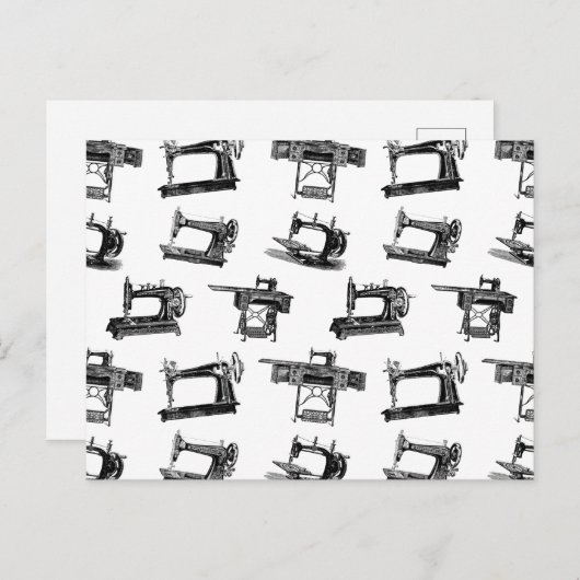 Antike Nähmaschinen CUSTOM HINTERGRUNDFARBE Postkarte (Vorne/Hinten)