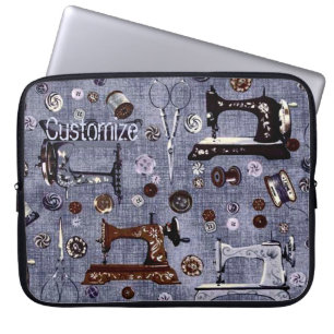 Antike Nähmaschinen Näherin Laptop Hülle Laptopschutzhülle