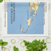 Antike Nantucket-Karte Geschirrtuch (Gefaltet)