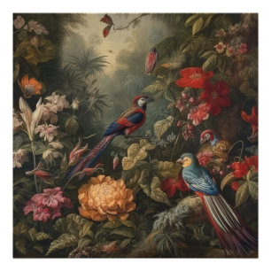 Antike Naturalisten-Papageienparadies-Kunst Fotodruck