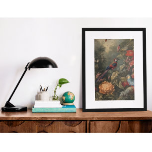 Antike naturalistische Papageienparadies-Kunst Fotodruck
