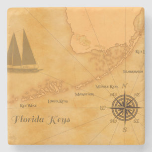 Antike nautische Karte der Florida Keys Steinuntersetzer