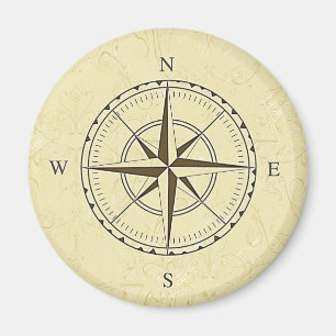 Antike nautische Kompassrose Elfenbein Magnet