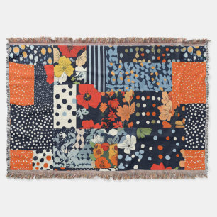 Antike Navy-Korallen-Blumen-Patchwork-Decke Decke