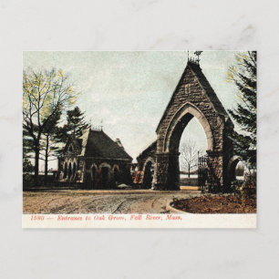 Antike New England Eichen Grove Friedhof Feiertagspostkarte