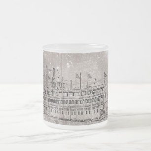 Antike New Orleans River Stern Wheeler Glas Tasse
