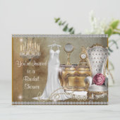 Antike, NIEDRIGE BRIDAL SHOWING INVITATION IMITATE Einladung (Stehend Vorderseite)