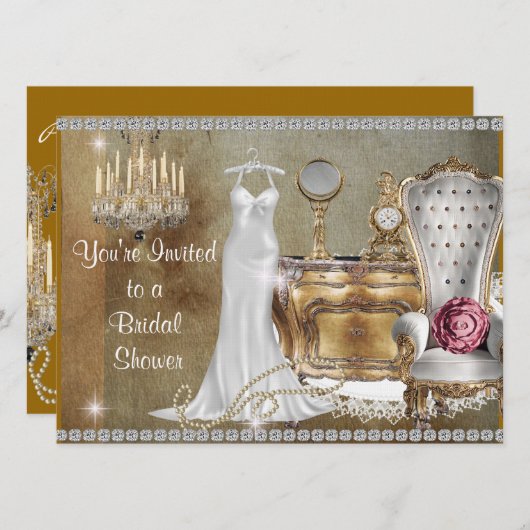 Antike, NIEDRIGE BRIDAL SHOWING INVITATION IMITATE Einladung (Vorne/Hinten)