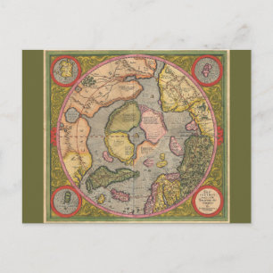 Antike Nordpol-Karte Postkarte