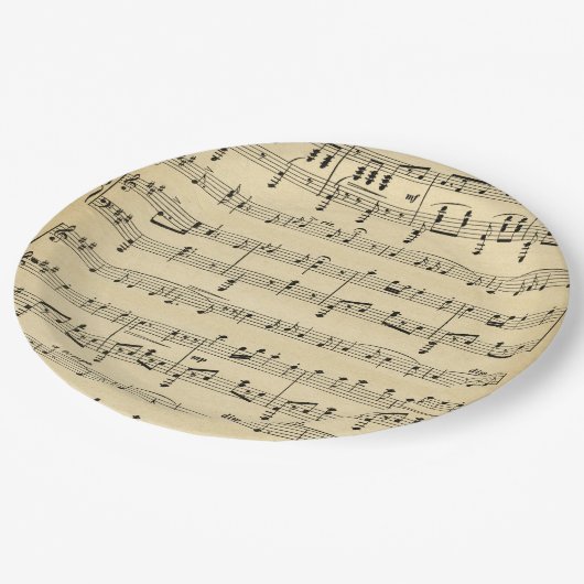 Antike Noten Pappteller (Schrägansicht)